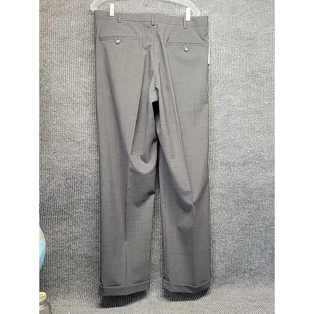 Nwt Mens Roundtree‎ And York Pleated Dress Pants Grey Checkered Pattern